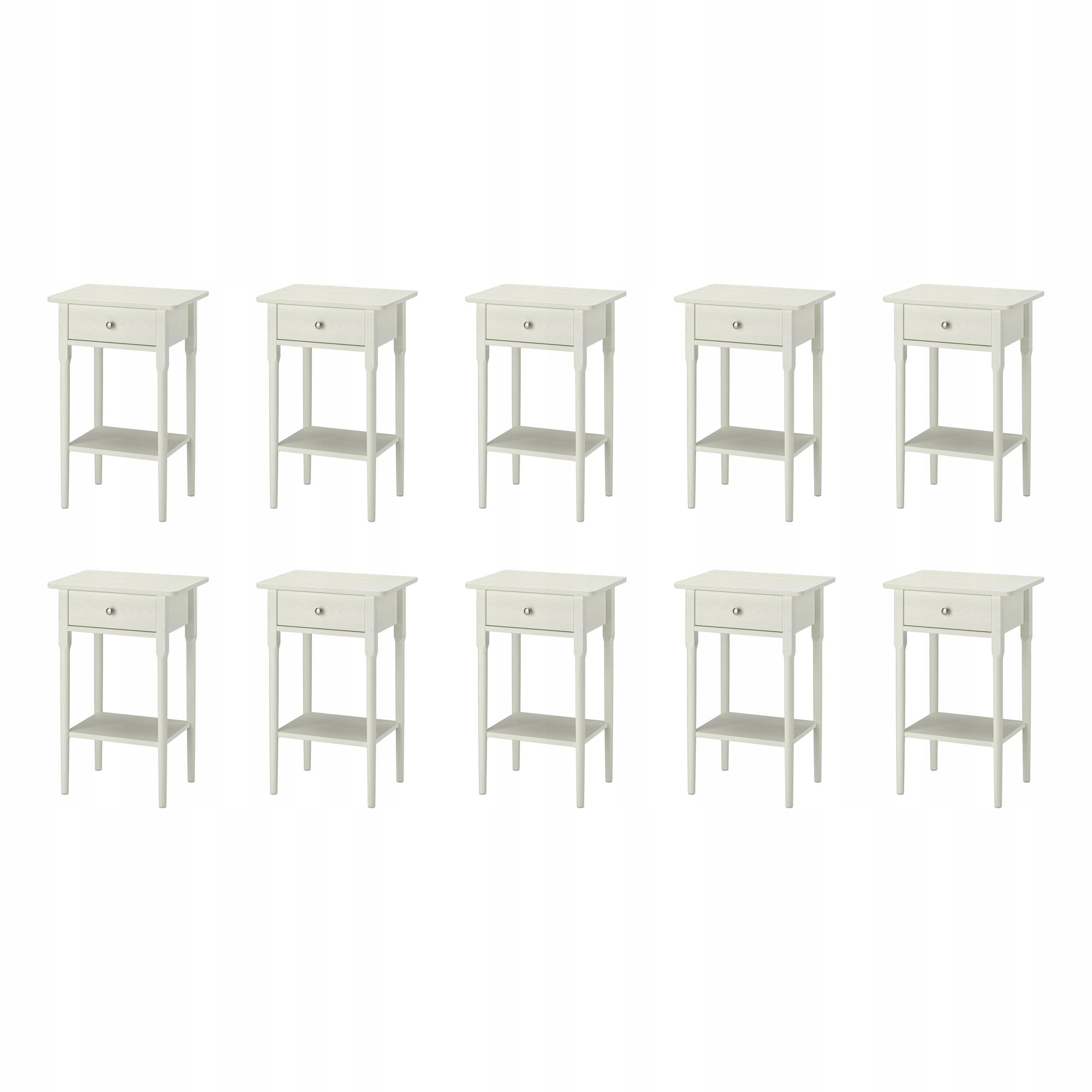 10 szt. Stolik nocny sosnowy 50x37x76 cm bialy Blastasen