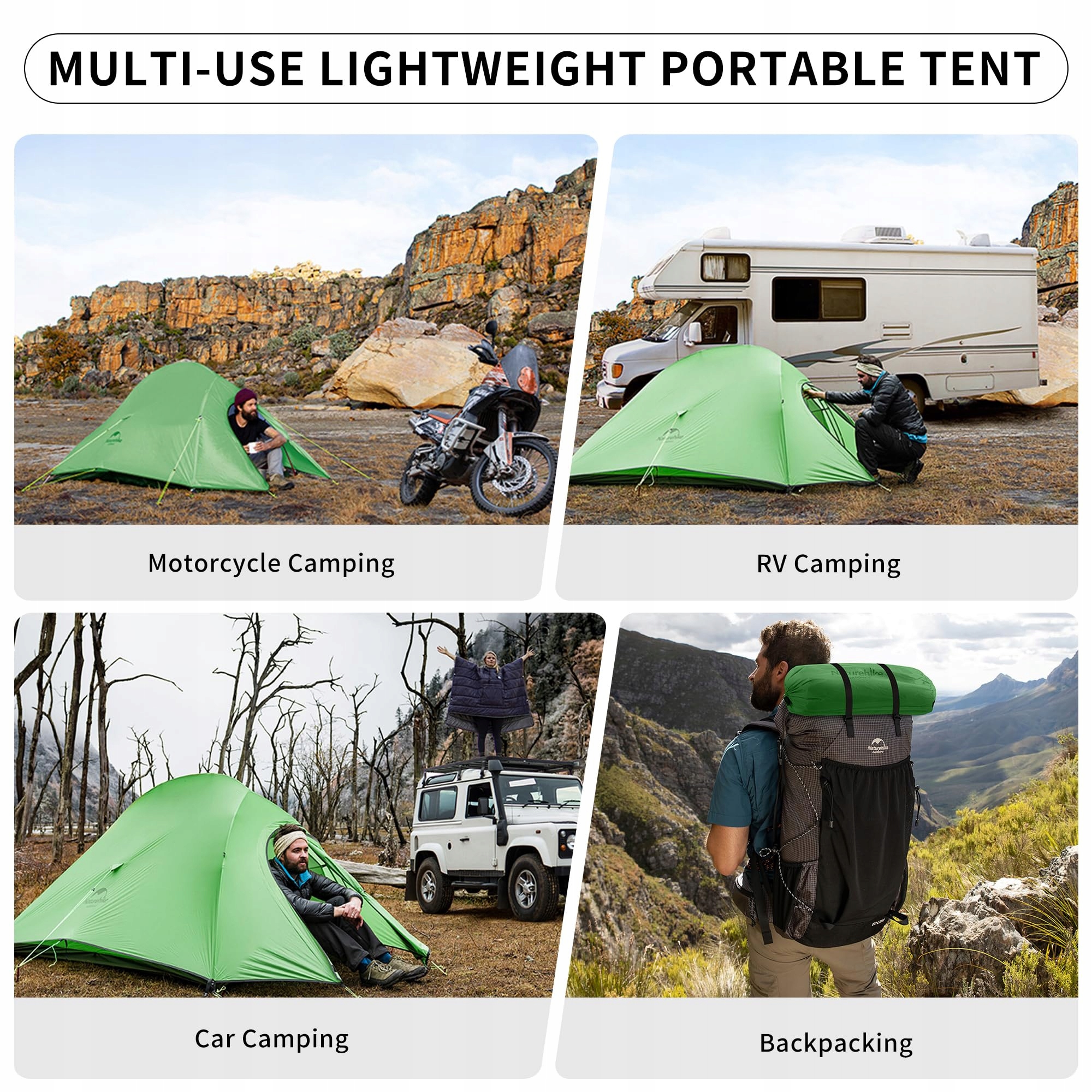 NATUREHIKE Cloud-Up 2 Osobowy Namiot Kempingowy Lekki Zielony 210T Upgrade — miniatura 6