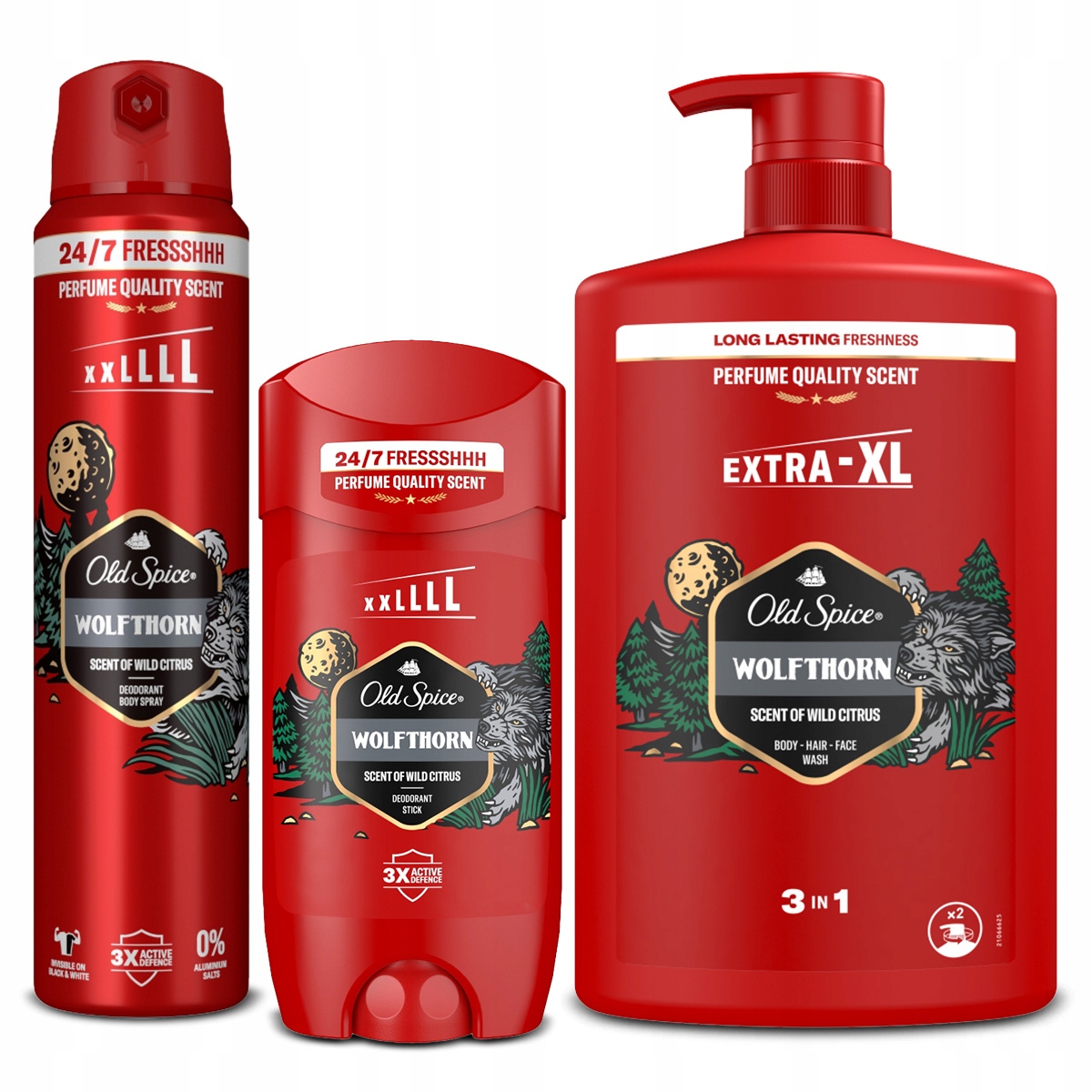 Zestaw Old Spice Wolfthorn XXL Sztyft 85ml Spray 250ml Żel 3w1 1000ml