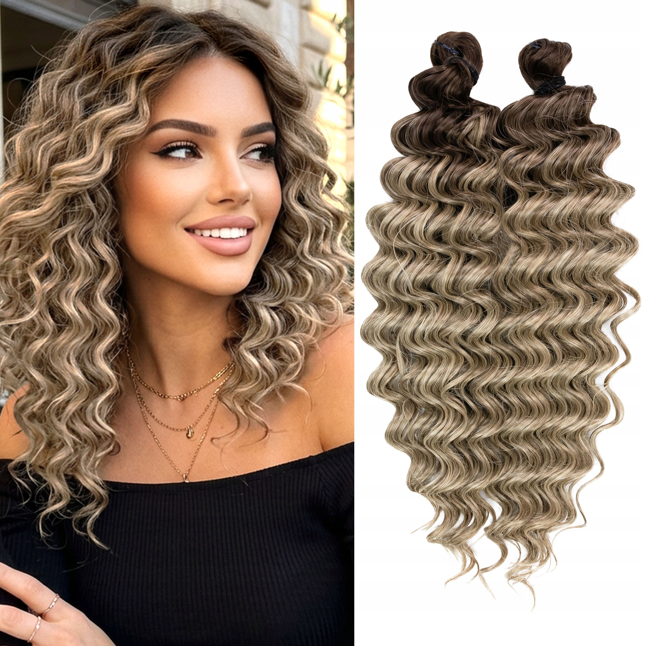 Włosy sztuczne Afroloki Ultra Deep Wave Pro blond pasemka Odrost 35cm 200g