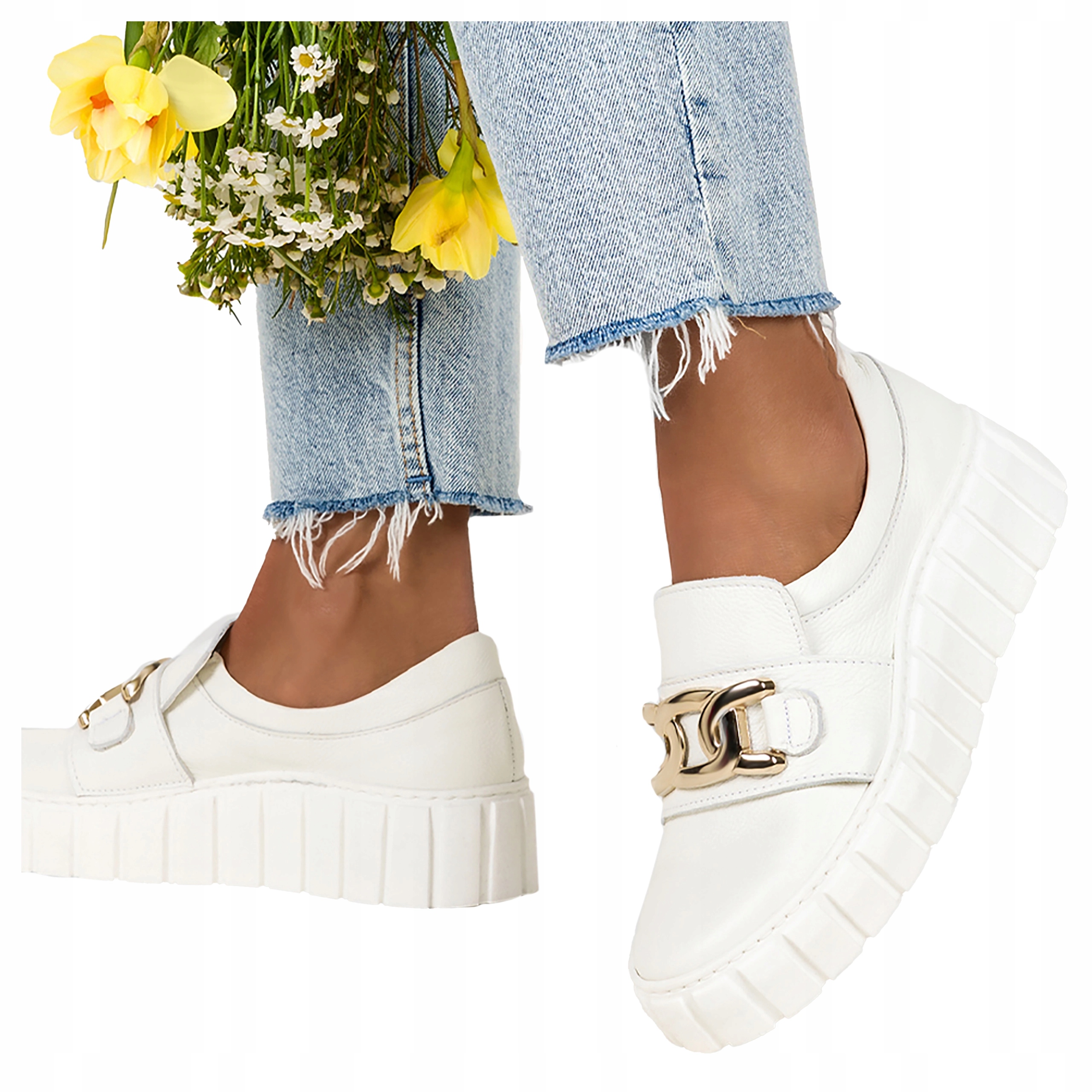 Bílé tenisky Polobotky Dámské Kožené Pohodlné Produkt Polský vel. 40