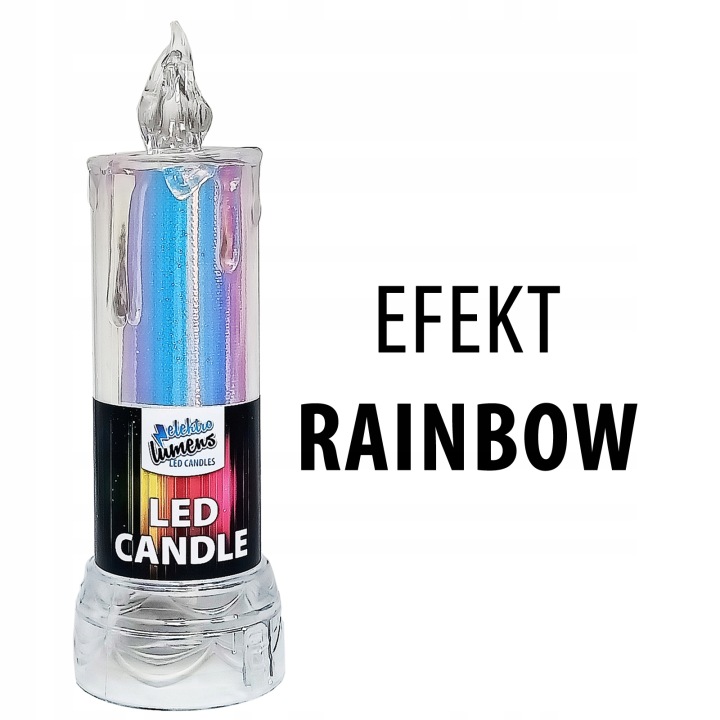 ŚWIECA ELEKTRYCZNA AKRYLOWA LED WKŁAD ZNICZ BATERIE AA W ZESTAWIE RAINBOW