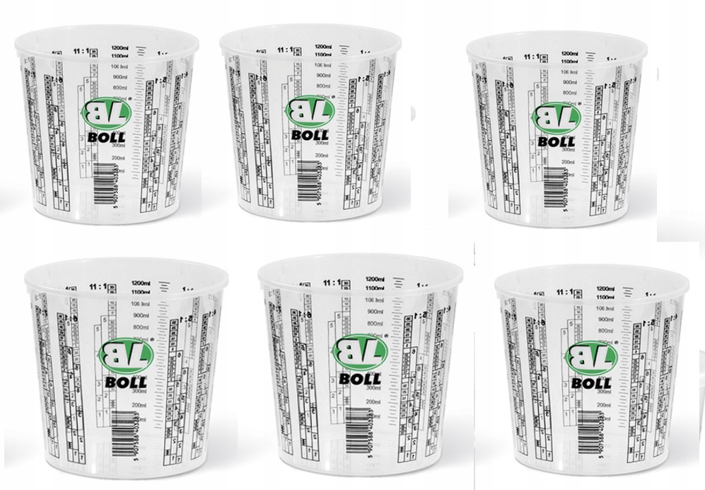 6x BOLL POJEMNIK PLASTIKOWY Z PODZIAŁKĄ 1300 ML