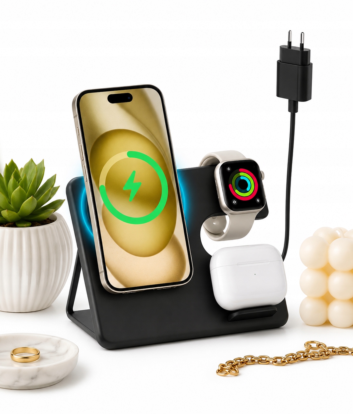 Bezprzewodowa Ładowarka 3w1 MagSafe Do iPhone Apple Watch AirPods Qi
