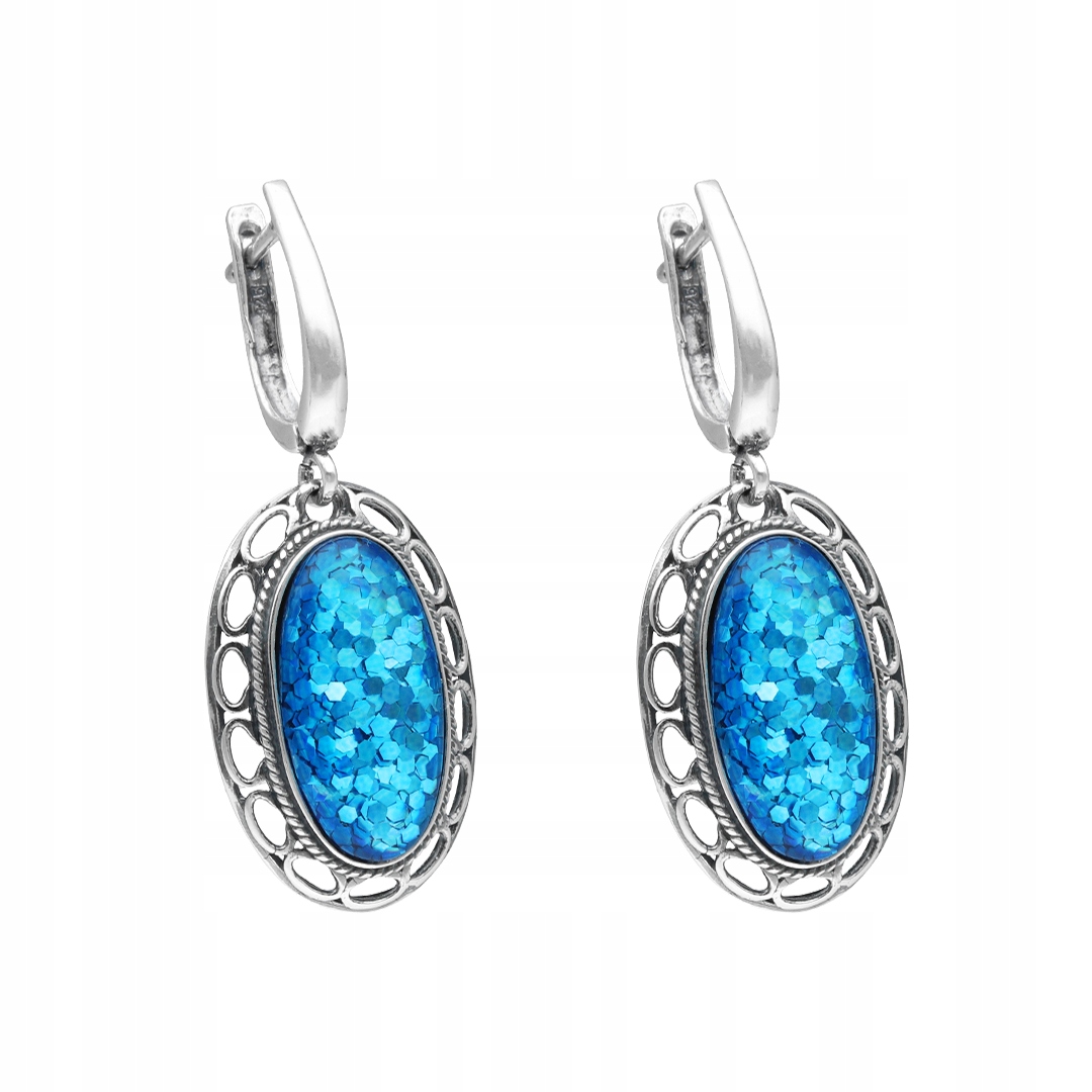 Náušnice oválné s ohnivým opálem tyrkysové stříbro oxidované