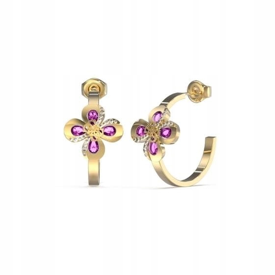 Náušnice Guess Amazing Blossom Květina na kroužku Zirkony Ocel zlatá Dýka