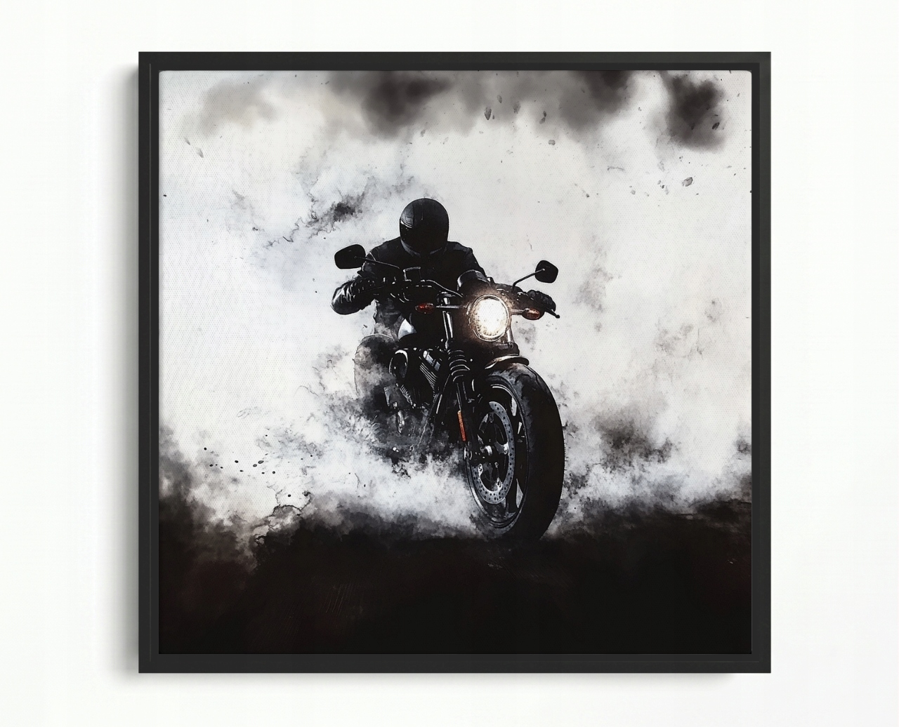 Obraz Rám American Box Motocykl Sportovní Kouř Motor Černobílý 50x50