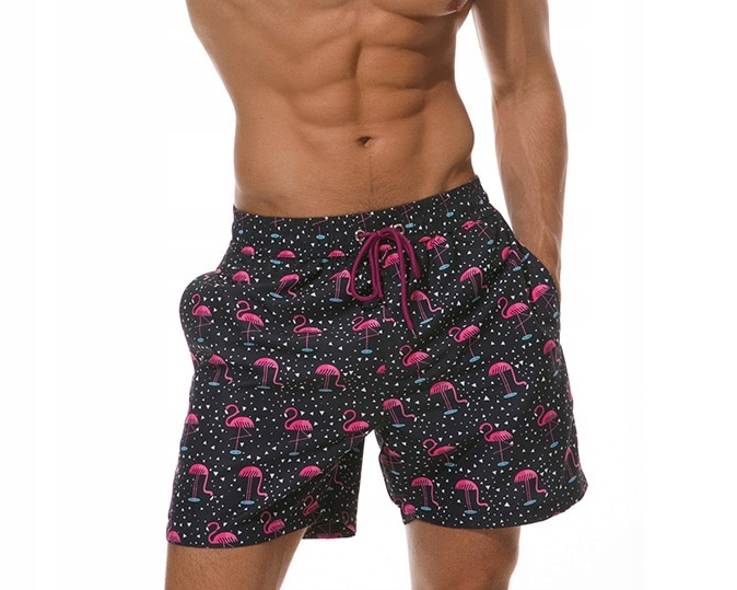 KĄPIELÓWKI MĘSKIE SZORTY SPODENKI FLAMINGI - XL
