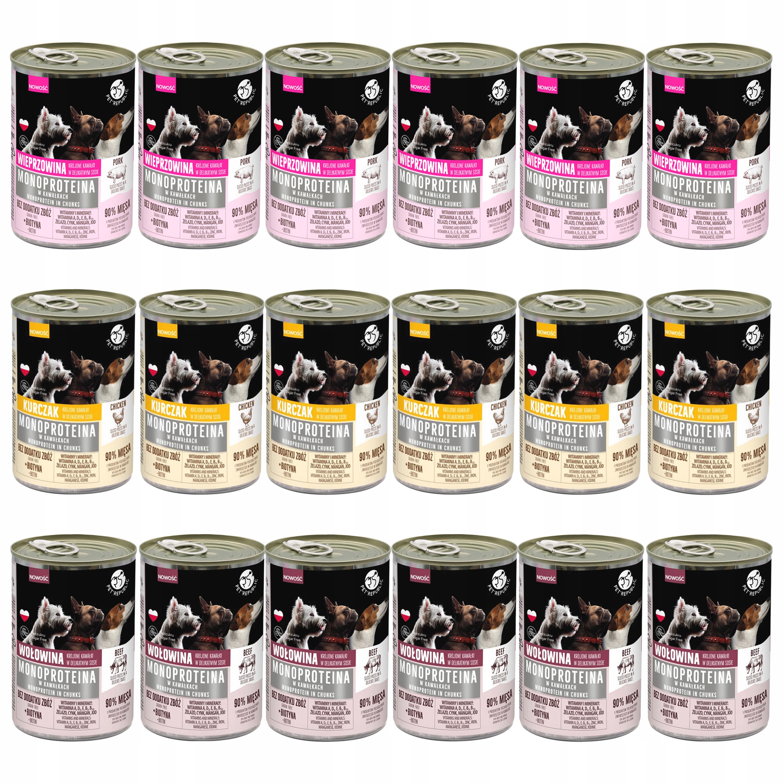 Levně Pet Republic Mono Protein Mix Chutí krmivo pro psy mokré 18 x 400 g