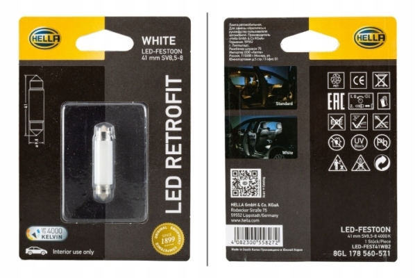 

Hella 8GL178560571- Żarówka Led Retrofit SV8.5-8 4