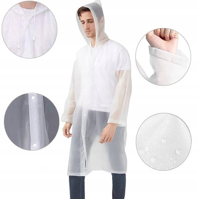 PRZECIWDESZCZOWA PELERYNA PŁASZCZ WODOODPORNY Z KAPTUREM PONCHO DUŻY