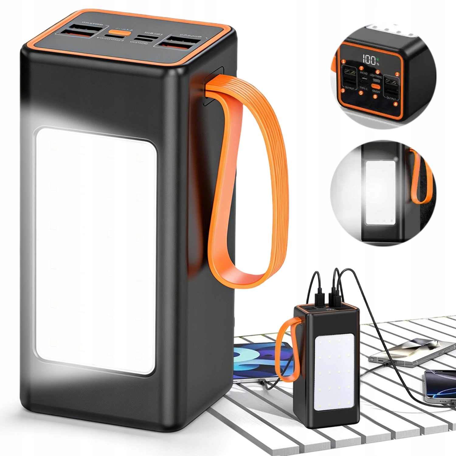 Powerbanka Usb Type-c 50000 Mah 66 W Pro Chytrý Telefon, Tablet S Svítilnou