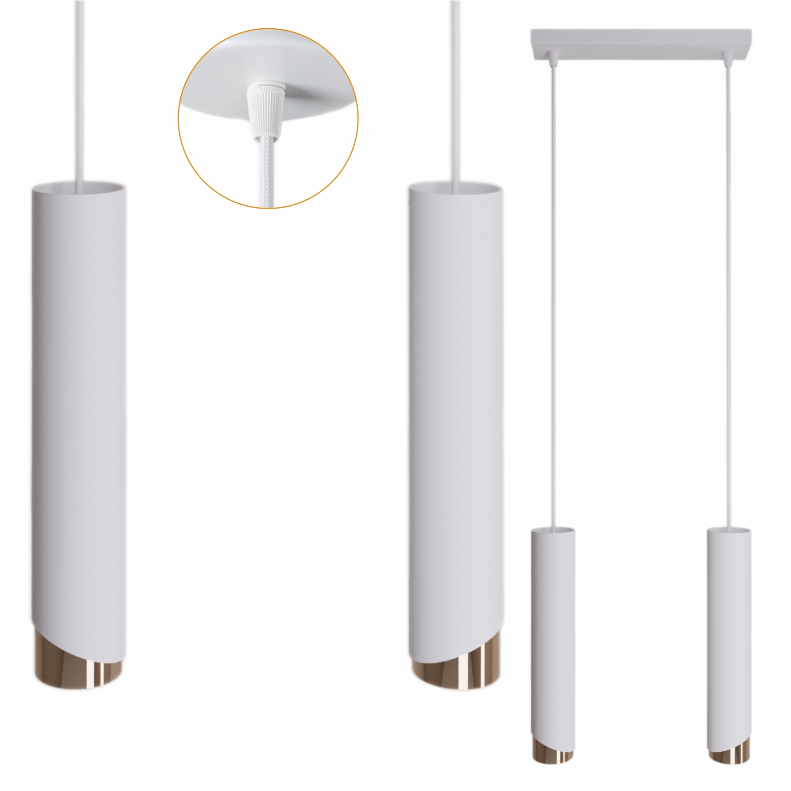 Závěsné stropní svítidlo spotová lišta 2xGU10 závěsné lampy typu Tuba
