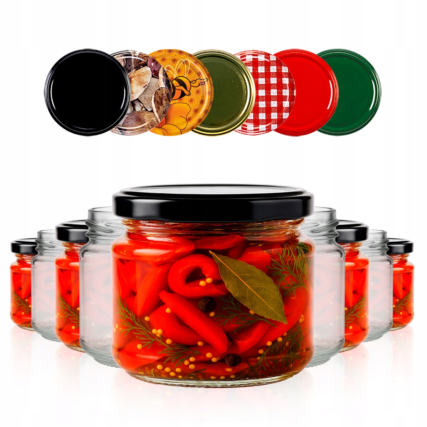 48 x Sklenice na houby med džemy okurky 330 ml Sklenice Šroubovací Víčka