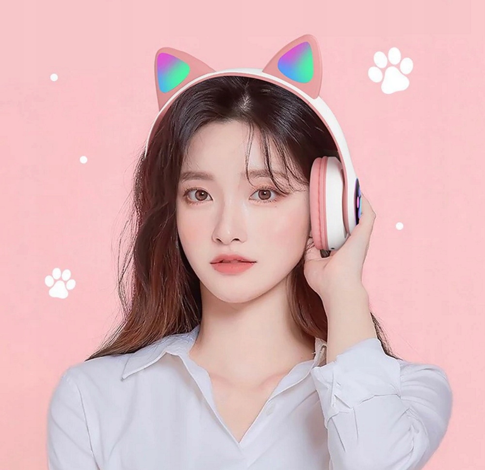 SŁUCHAWKI DLA DZIECI BLUETOOTH LED RGB KOCIE USZY Rodzaj słuchawek nauszne
