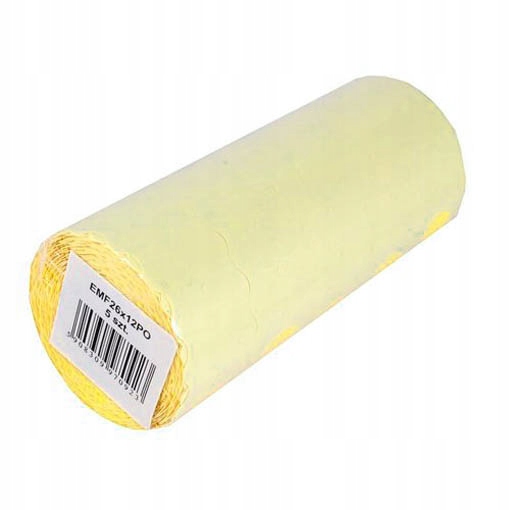 

Metki etykiety jednorzędowe 26x12 fala, żółte
