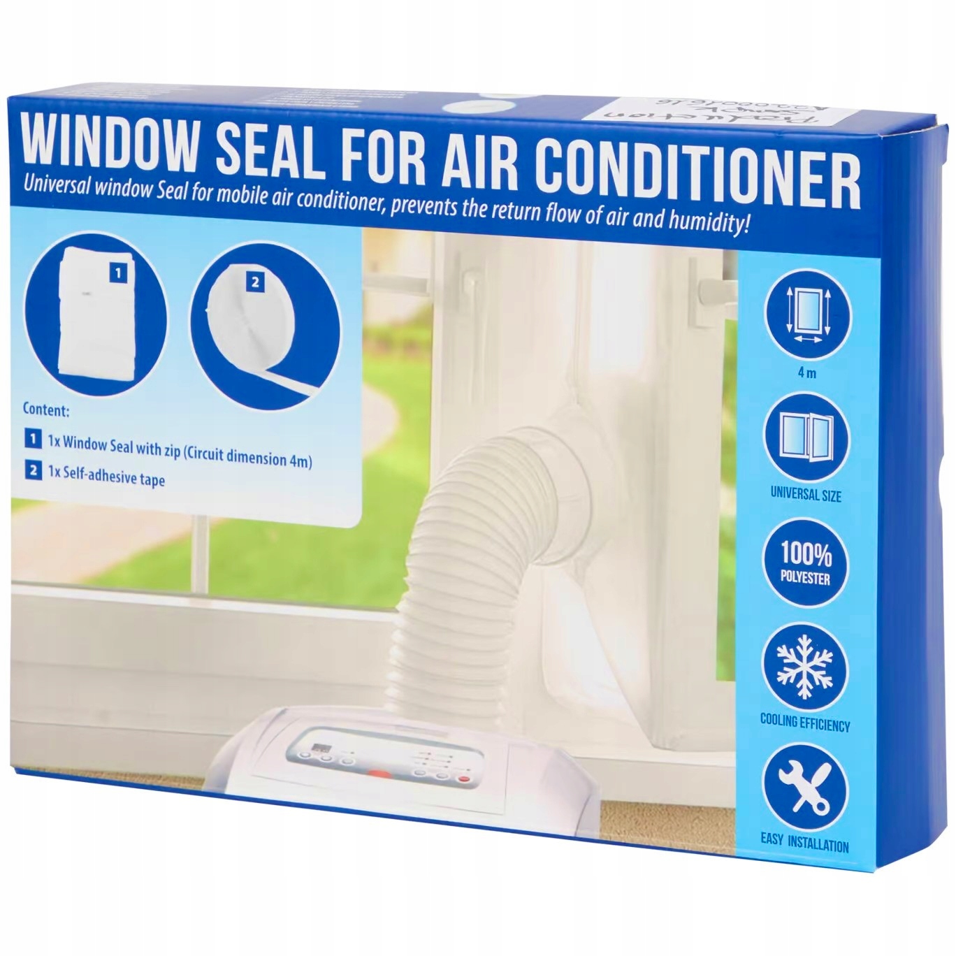 UNIWERSALNA USZCZELKA OKNA DO KLIMATYZATORA PRZENOŚNEGO OKIENNA BIAŁA 4 m Grubość 2 mm