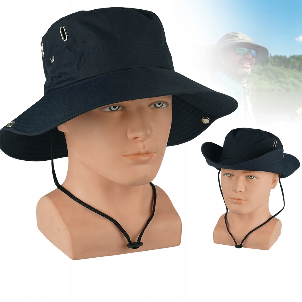 KAPELUSZ TYPU BUCKET OCHRONA UV LEKKI Z SZEROKIM RONDEM NA WĘDRÓWKI Materiał dominujący poliester