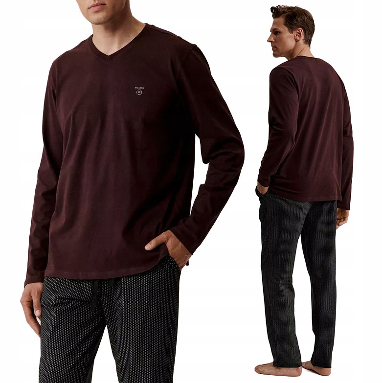 Pánské pyžamo Dlouhé 100% Bavlna Pyžamový komplet Atlantic NMP-389 L