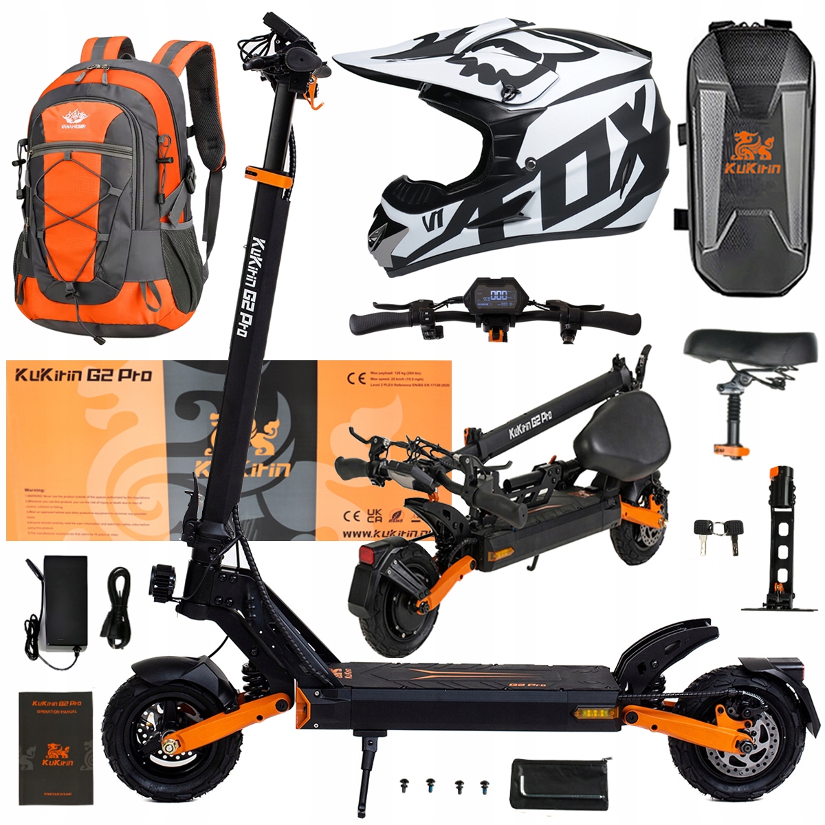 Skládací Pojazd Elektryczny Kukirin G2 Pro 1000W 48V 15.6AH 45KM/H +Dárek