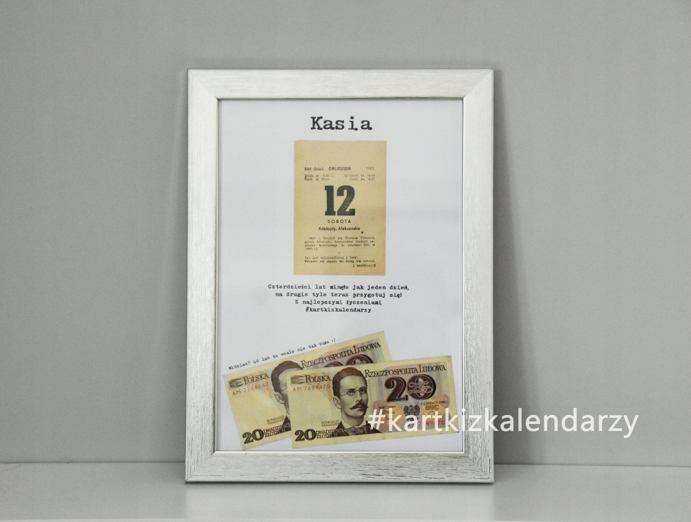 Gotowy na 40 urodziny 1986 40 lat z banknotami Prl