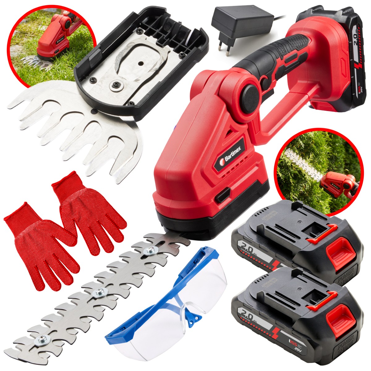 Nożyce Akumulatorowe Trymer do Żywopłotu i Trawy 2 Ostrza 13/23cm 2 Aku 2,0