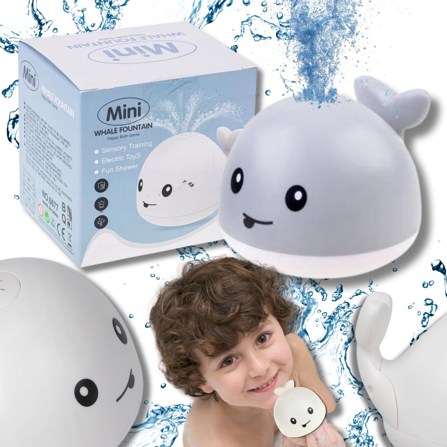 WIELORYB FONTANNA DO KĄPIELI ŚWIECĄCA TRYSKAJĄCA WODĄ ZABAWKA