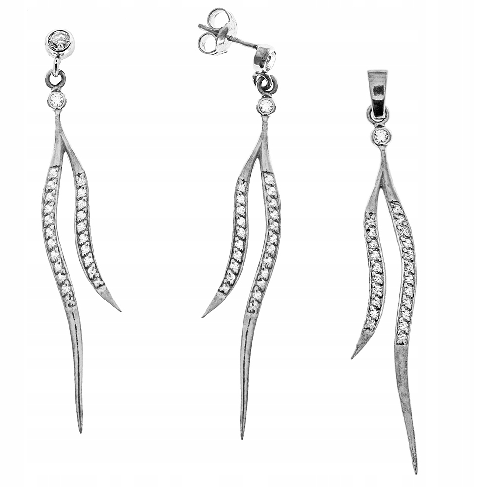 Krásný Lesklý Komplet S Kameny Stříbro 925