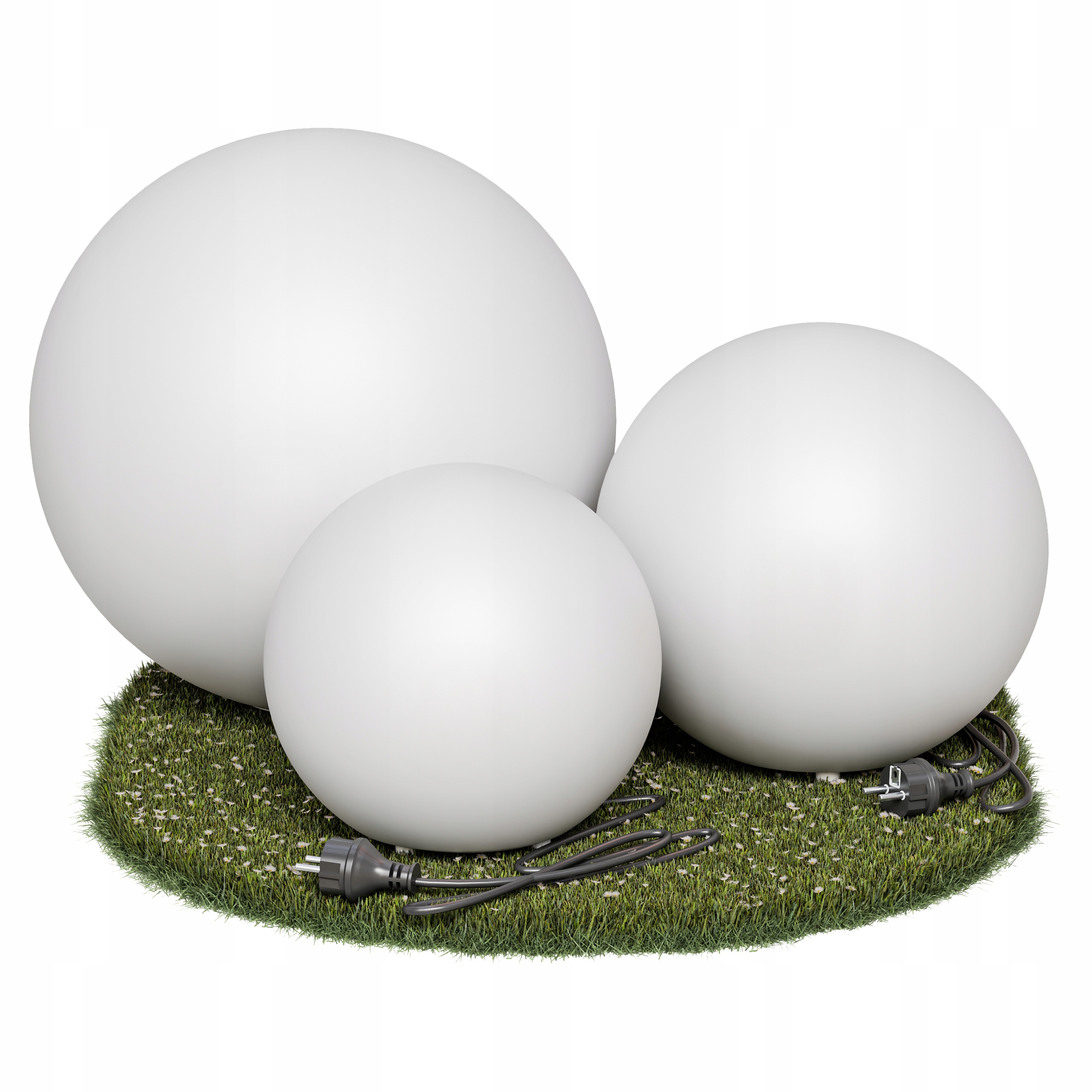 Zestaw 3 sztuk Lampa Ogrodowa Led Kula Do Ogrodu 230V E27 20 25 30 cm