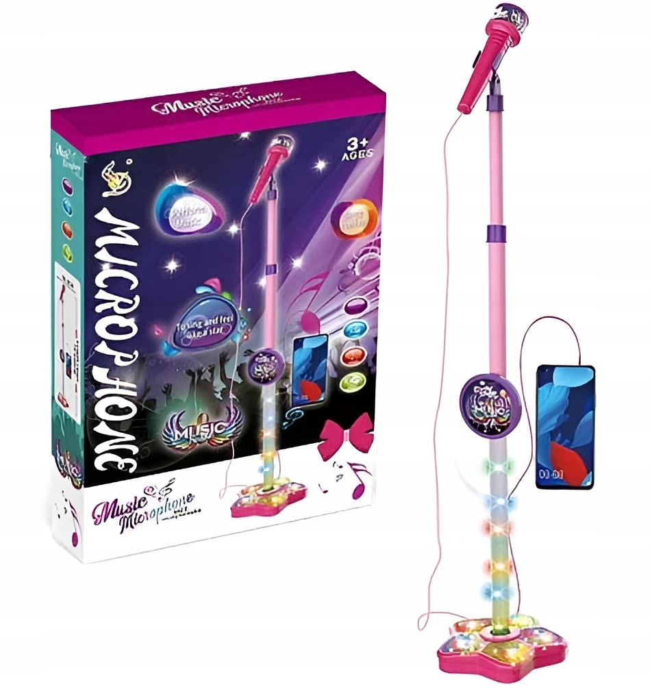 МИКРОФОН НА ШТАТИВЕ КАРАОКЕ СВЕТ ЗВУК MP3