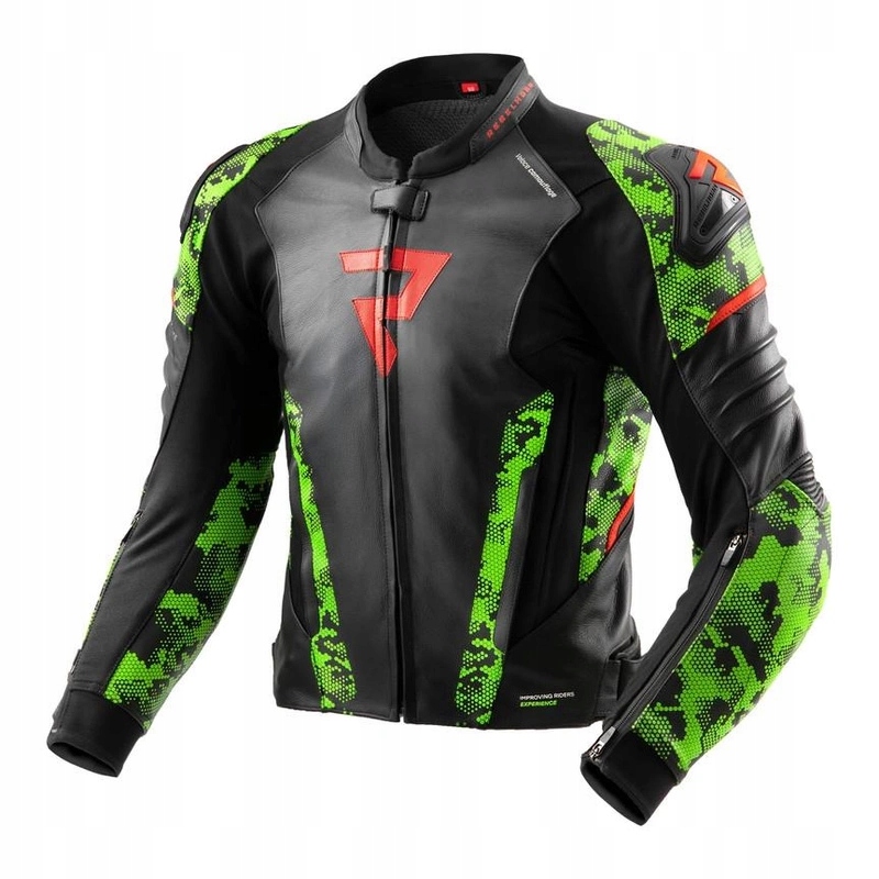 Kožená bunda Rebelhorn Veloce Camo Black/green/fluo Red zelená Darčeky