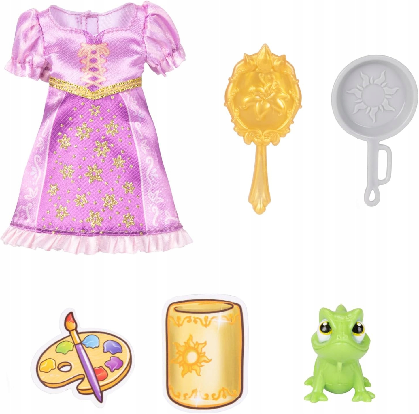 MINI LALKA KSIĘŻNICZKA DISNEY ZAPLĄTANI ROSZPUNKA RAPUNZEL16 CM + AKCESORIA Stan opakowania oryginalne