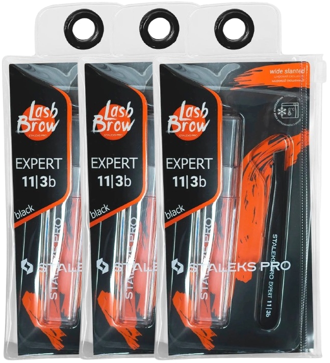 3 x Staleks Pinzeta na obočí Expert 11 Type 3B Široká Šikmá Vysoká kvalita