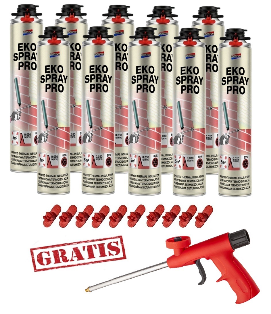 Pur Striekacia Pena Polynor Eko Pro 850 g Termoizolácia Zateplenie 11 ks
