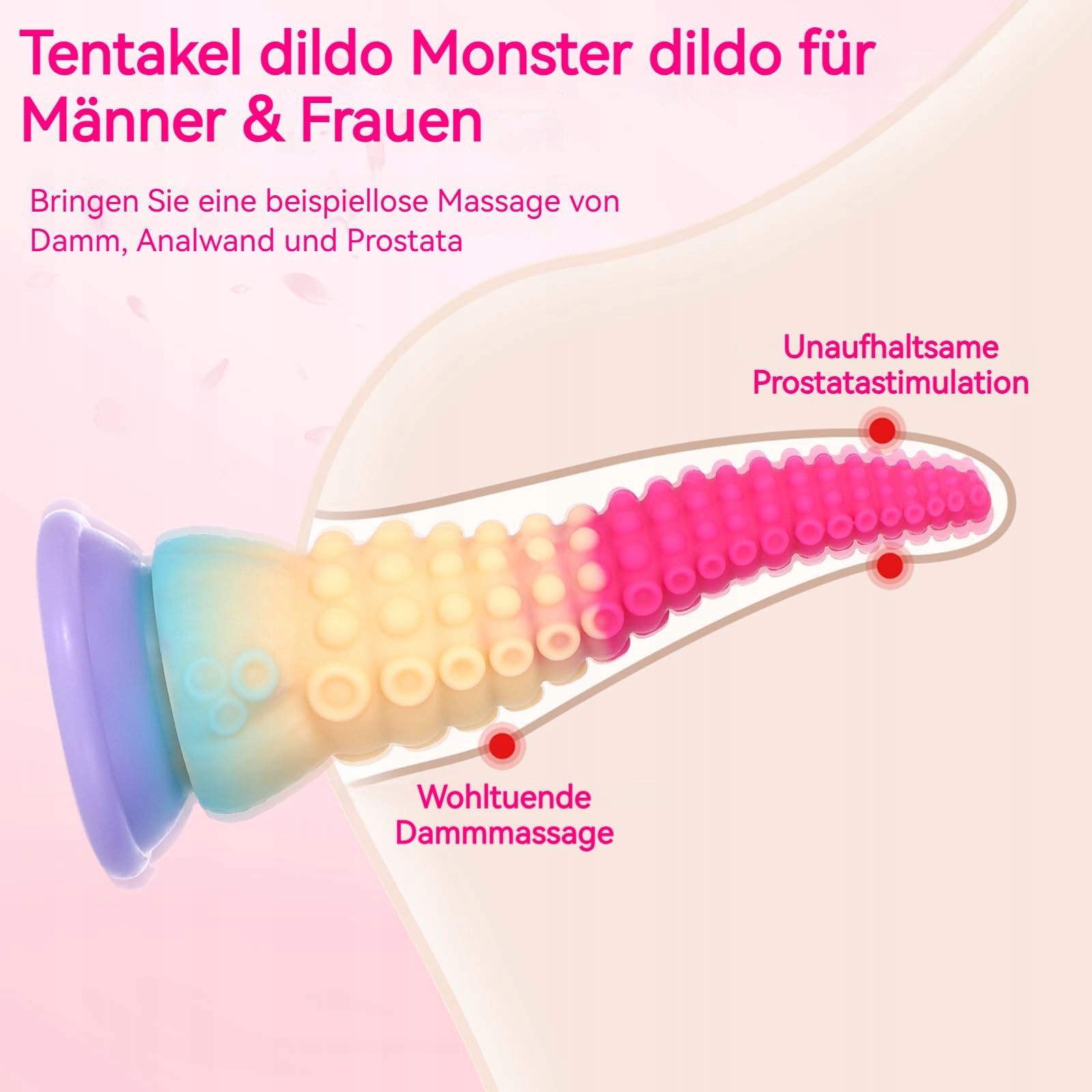 TENTAKEL Dildo Ośmiornica 20 CM Silikonowy Dildo z Przyssawką Stymulacja — miniatura 3