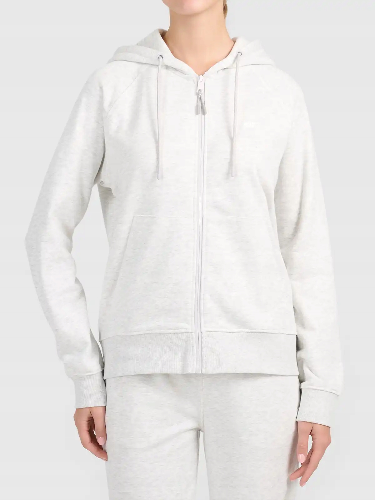 4F Mikina Dámská Rozepínací S Kapucí F2535 Chladný Světle Šedý Melír XXL