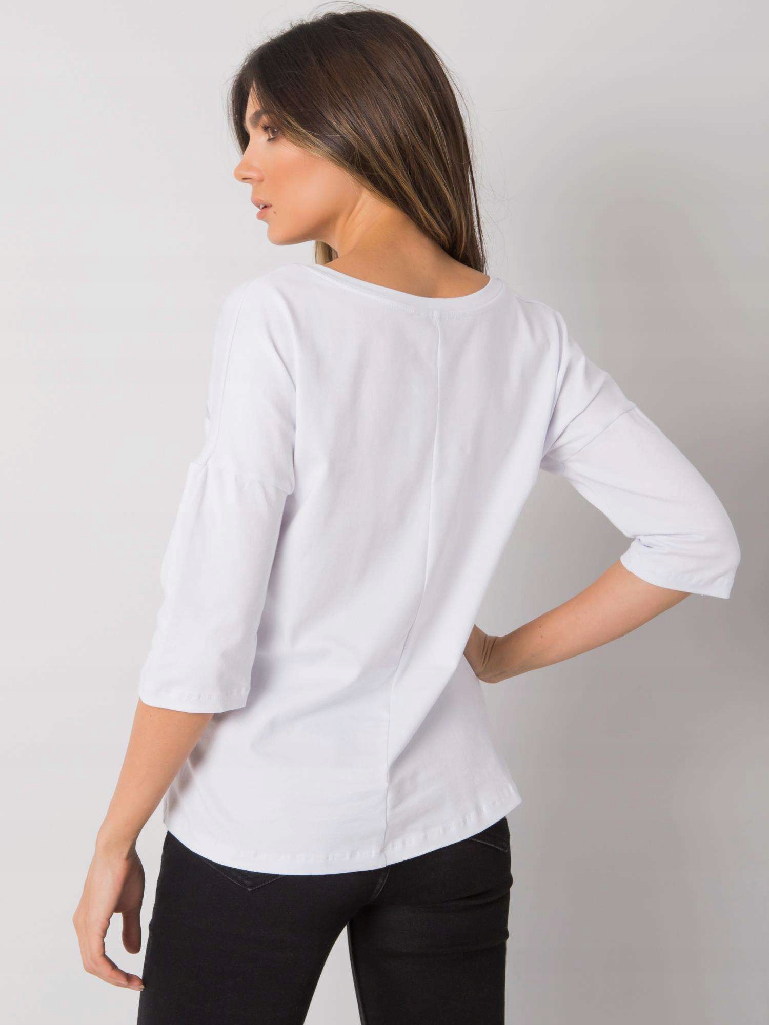 Bawełniana bluzka damska w serek rękaw 3/4 - L/XL Rozmiar L/XL