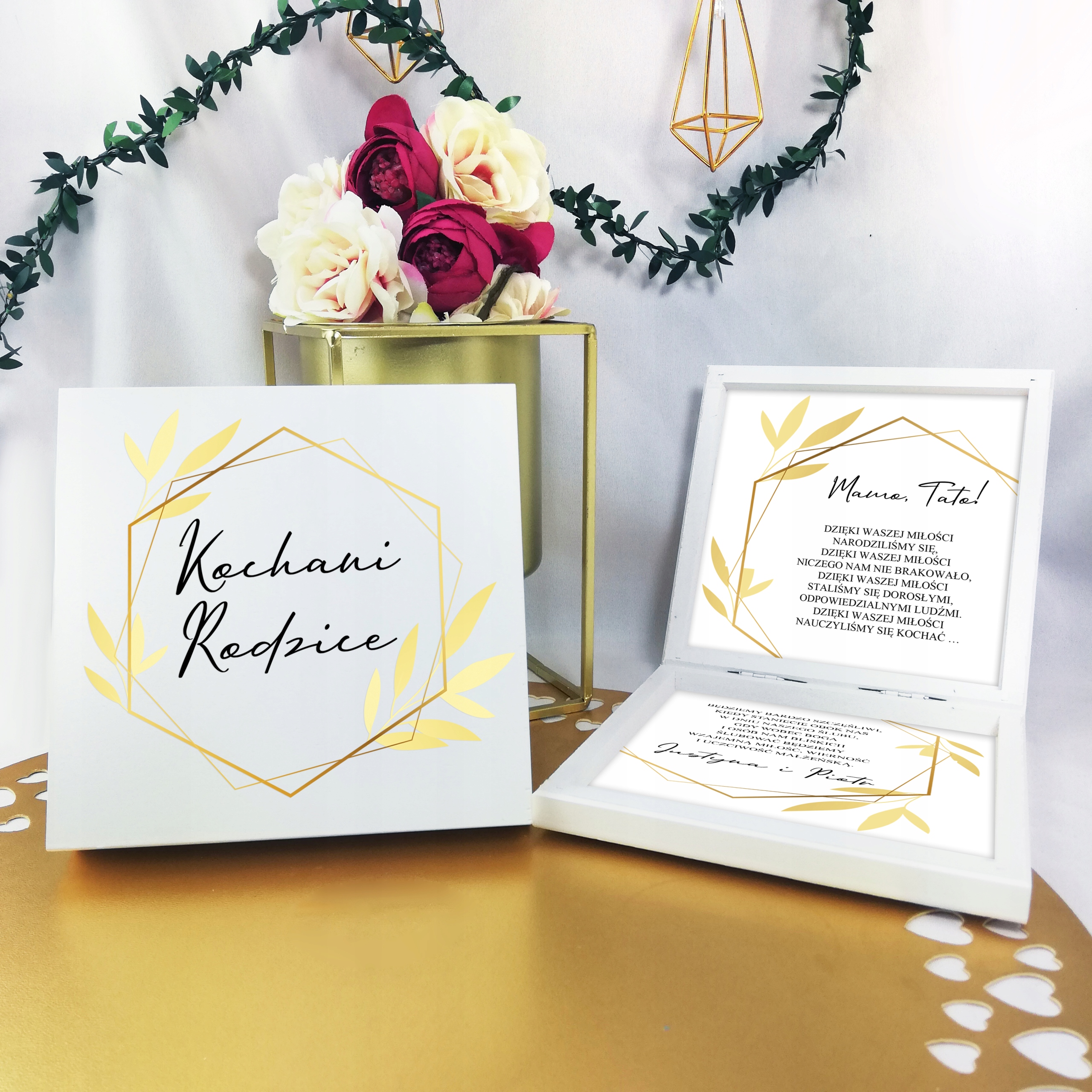 ZŁOTE ZAPROSZENIE DLA RODZICÓW BŁOGOSŁAWIEŃSTWO Zdobienie brak