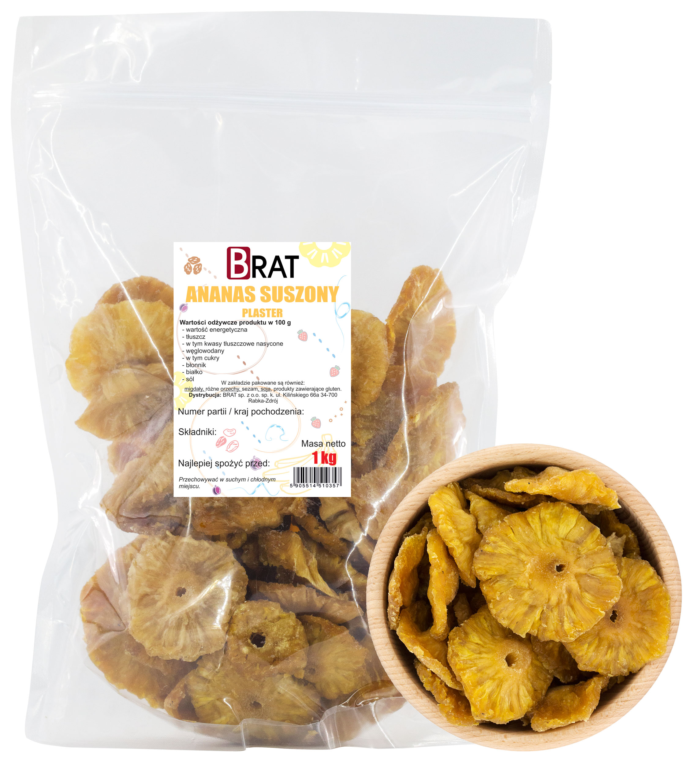 Levně Ananas Sušená Náplast 1kg Přírodní svačinka