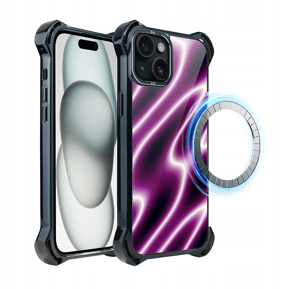 Pouzdro pro iPhone 15 Ibizu DropGuard Ultra s MagSafe, neonová vlna