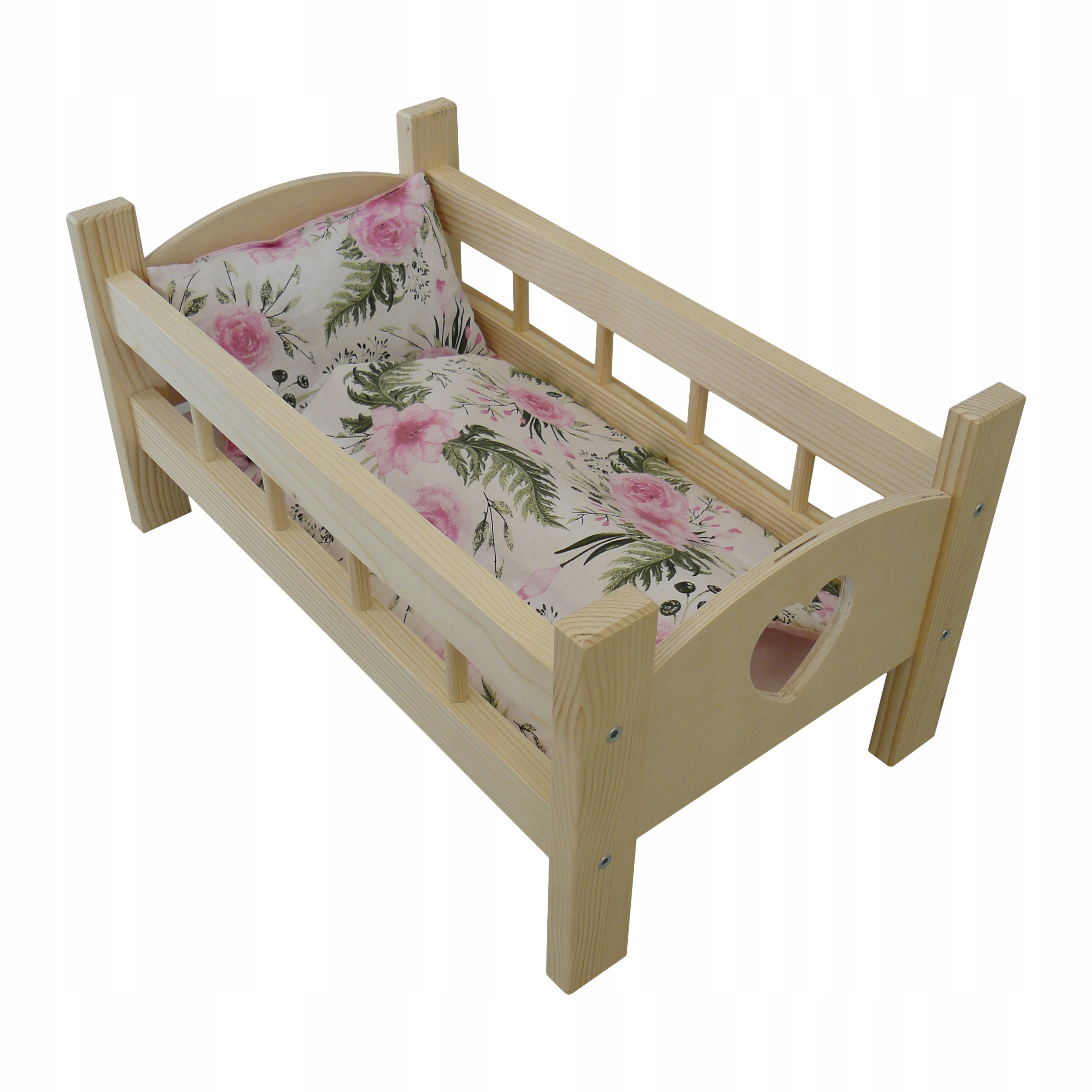 

Łóżeczko Drewniane Grawer Serce Pościel Garden