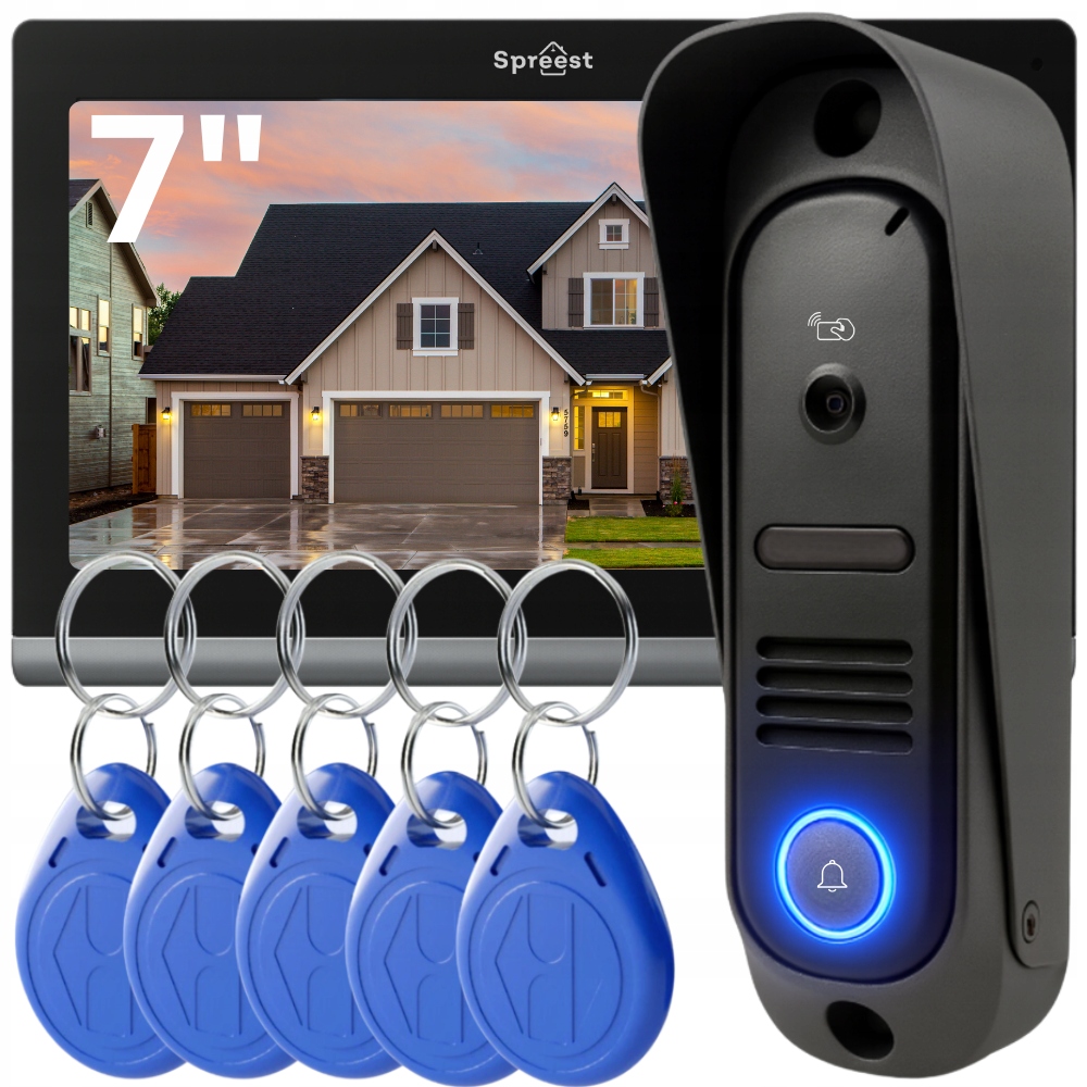 Videovrátnik Drôtový Video Domofón Sada Čítačka Rfid Bránka Brána 7''