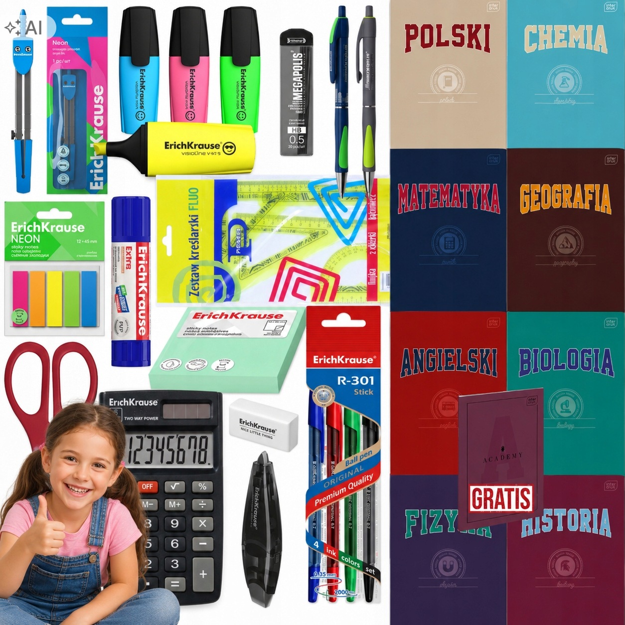 Wyprawka Szkolna Klasa 4-8 Duży Zestaw Artykułów Szkolnych XXL Zeszyty