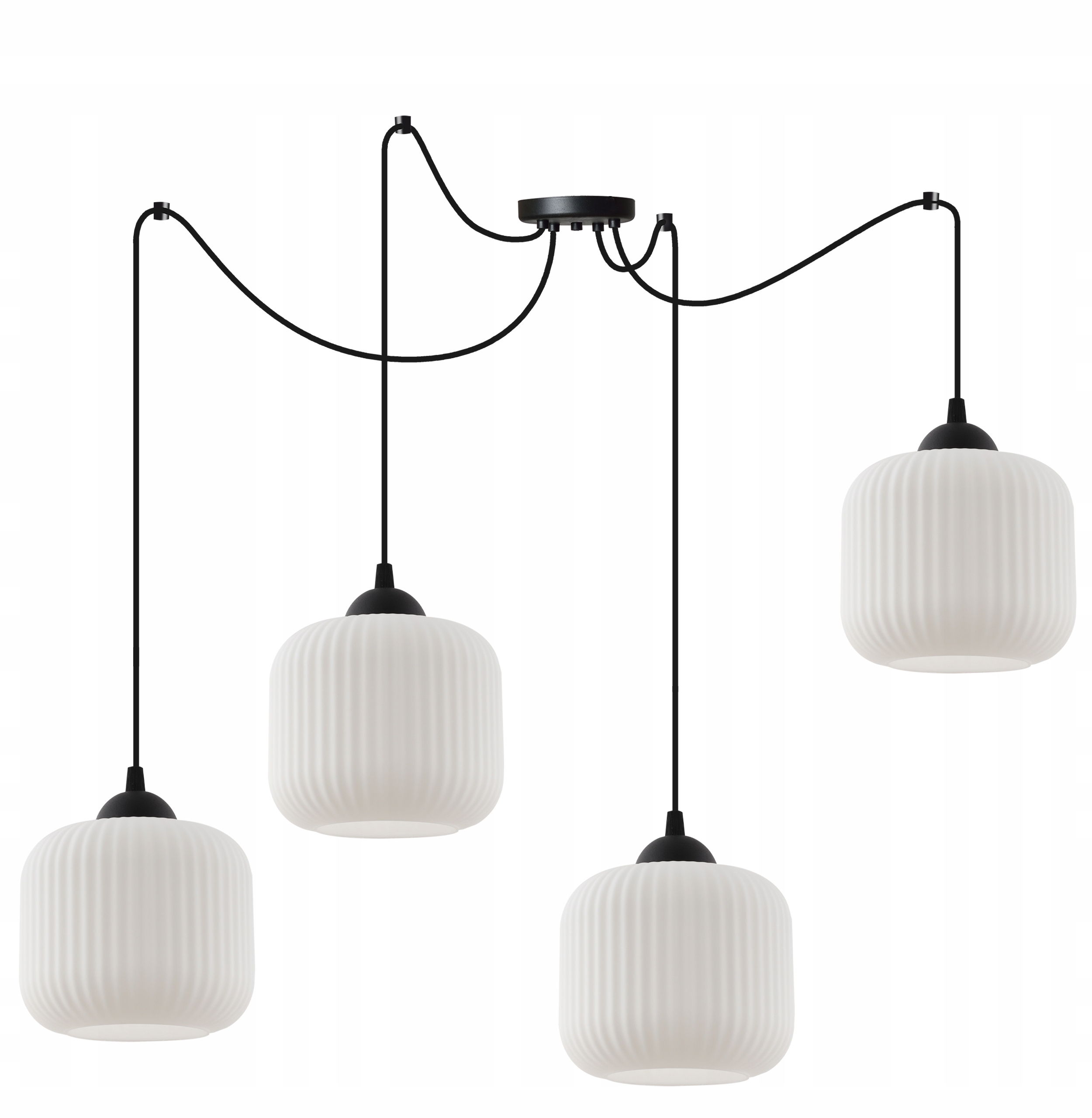 Lehká stropní lampa Riffle s zaoblenými stínítky pro kuchyň a studio