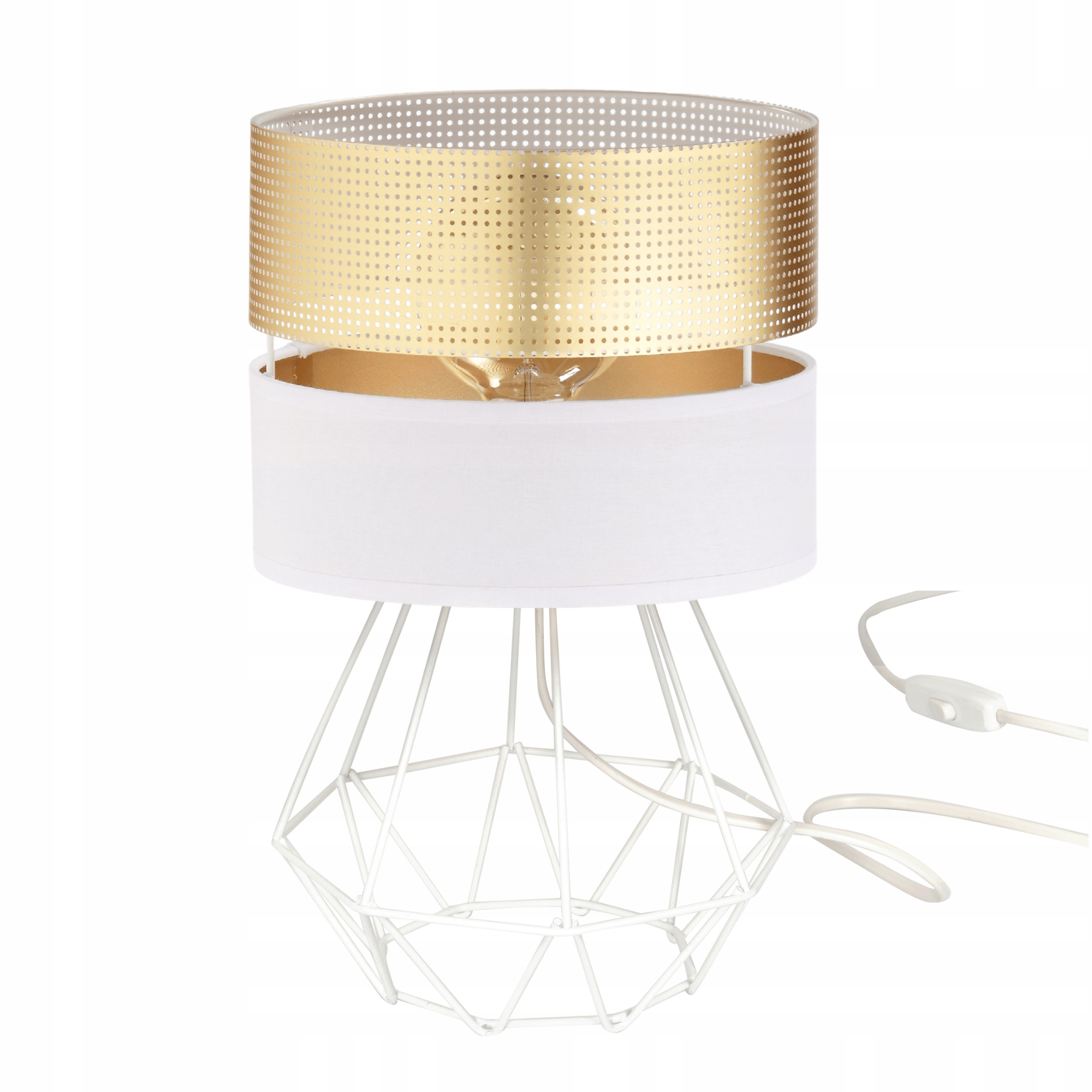 Noční Lampa Stolní Stínidlo S Dírkami Zlatá E27 Led Ažurová