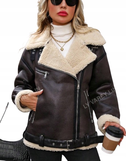 Shein Dámská Hnědá Ramoneská Bunda S Kožíškem, Velikost 1JF