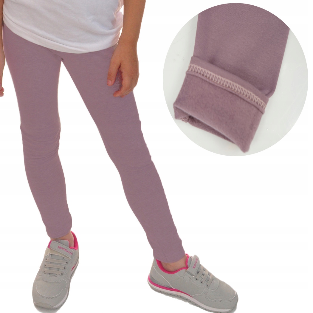 

Liliowe Legginsy ocieplane Getry na meszku r.80