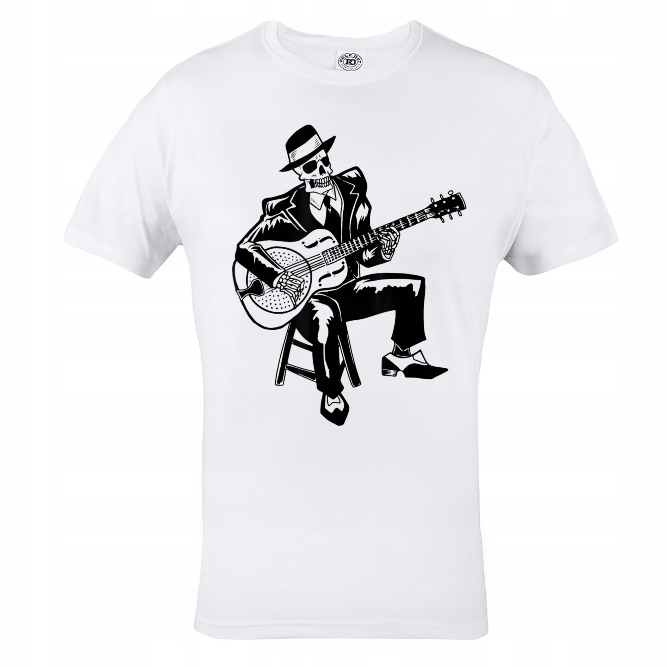 

Męska Koszulka Muzyczna Kościotrup Gitara Czacha