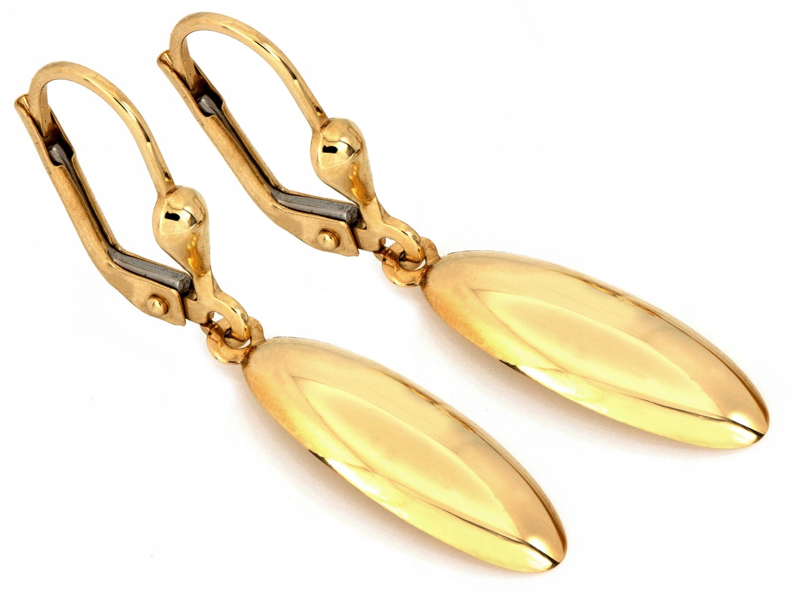 Zlaté náušnice závěsné 585 14k dlouhé, pevné, 1.56g, módní, efektní, dlouhé