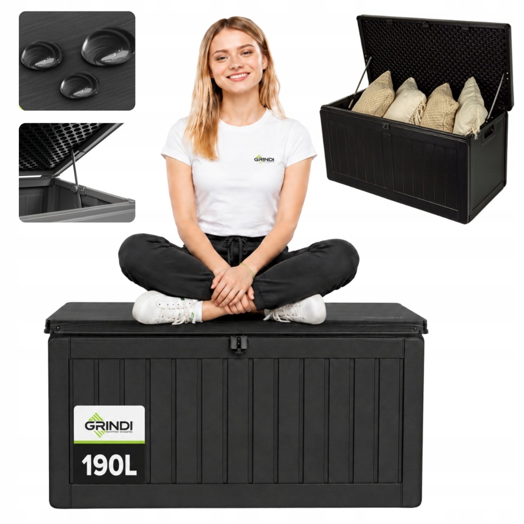 Zahradní Box S Sedákem Morus 190 L Černý, Voděodolný Na Balkon